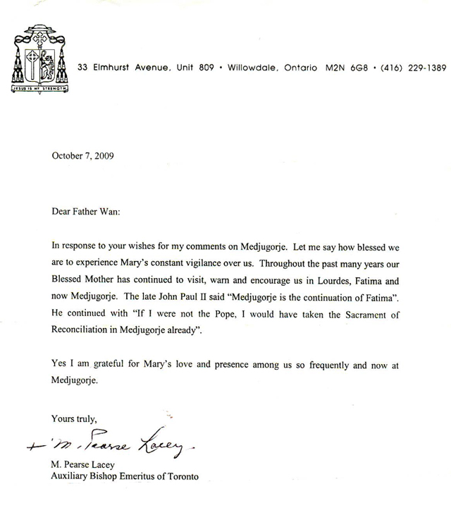 Letter from Bishop Lacey to Fr. James Wan